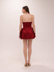 Scarlet Rosette Satin Mini Dress