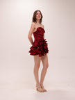 Scarlet Rosette Satin Mini Dress