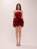 Scarlet Rosette Satin Mini Dress