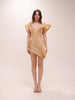 Golden Sculpted Pleated Mini Dress