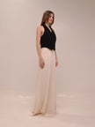 Two-Tone Crepe Sleeveless Dress