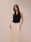 Two-Tone Crepe Sleeveless Dress