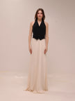 Two-Tone Crepe Sleeveless Dress