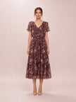 Floral Crinkle Georgette Belted Dress