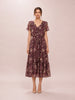 Floral Crinkle Georgette Belted Dress