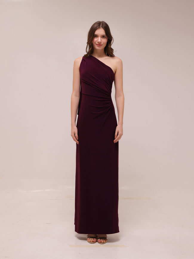 Bordeaux One-Shoulder Gown