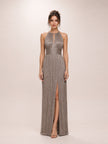 Metallic Halter Gown