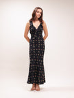 The Ivy in Posy Black Floral Ruffle Dress