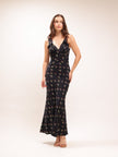 The Ivy in Posy Black Floral Ruffle Dress