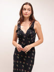The Ivy in Posy Black Floral Ruffle Dress