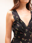 The Ivy in Posy Black Floral Ruffle Dress