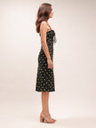 Iris Black Yellow Floral Midi Dress