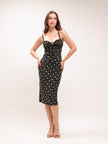 Iris Black Yellow Floral Midi Dress