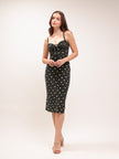 Iris Black Yellow Floral Midi Dress