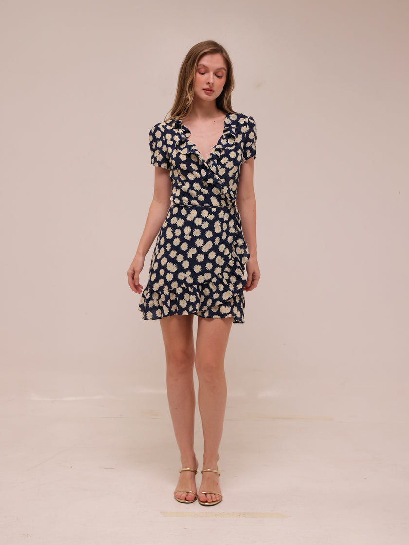 Valentina Daisy Short Sleeve Wrap Dress