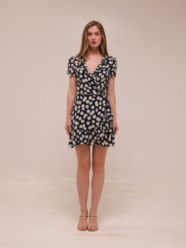 Valentina Daisy Short Sleeve Wrap Dress