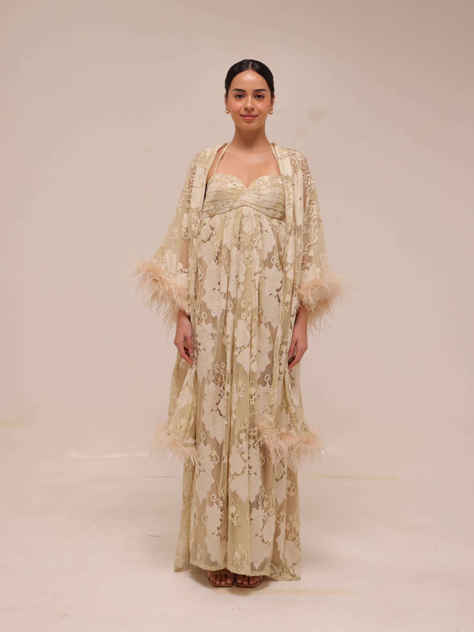 Champagne Lace Robe Gown