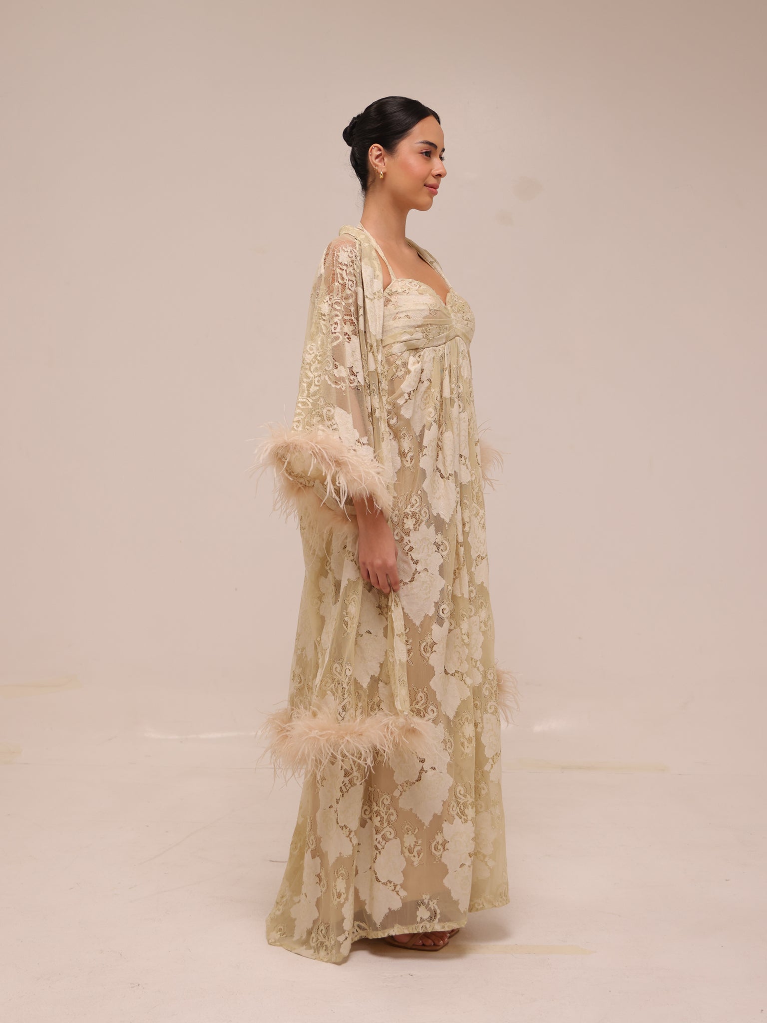Champagne Lace Robe Gown