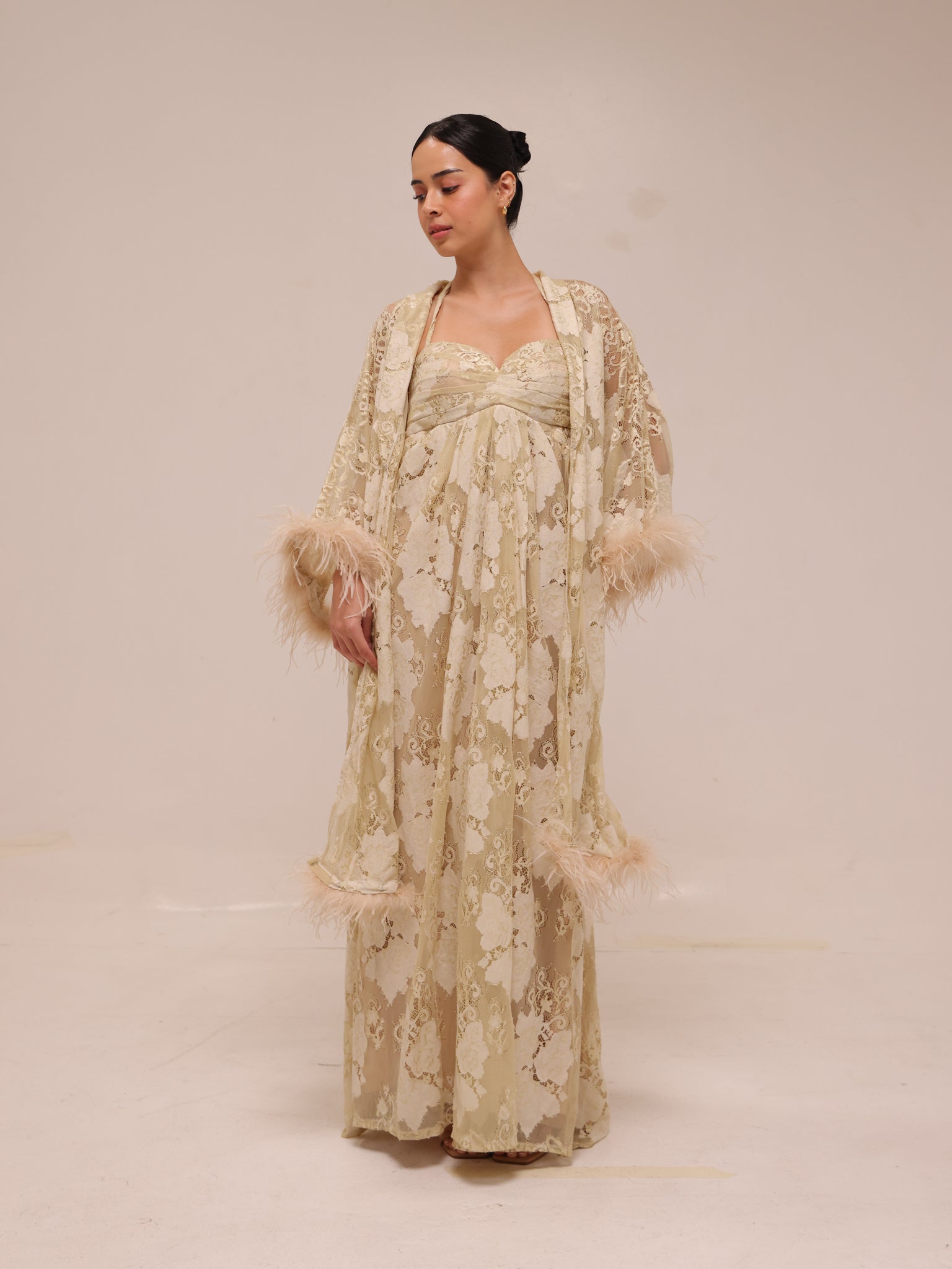 Champagne Lace Robe Gown