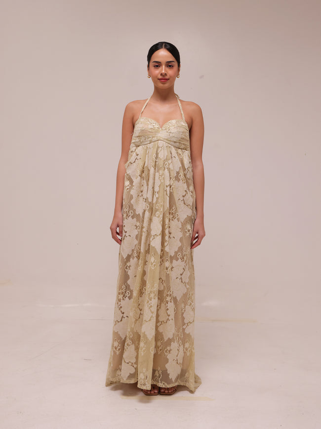 Champagne Lace Robe Gown