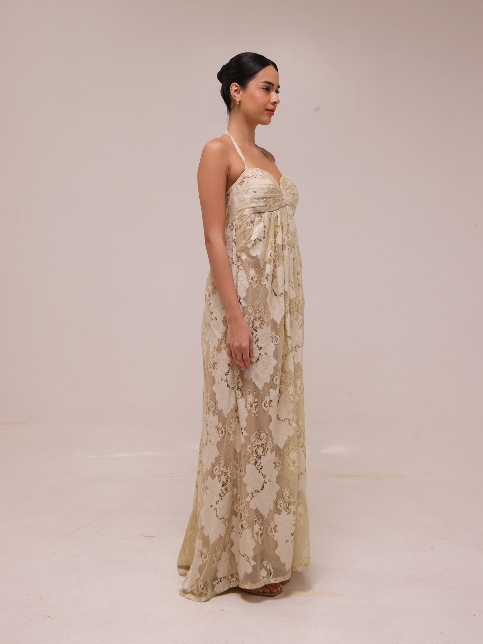 Champagne Lace Robe Gown
