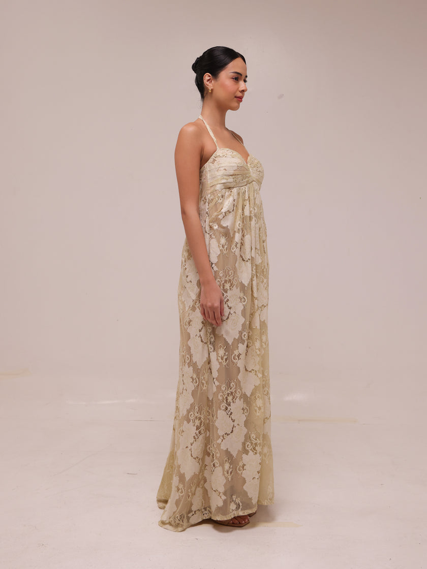 Champagne Lace Robe Gown