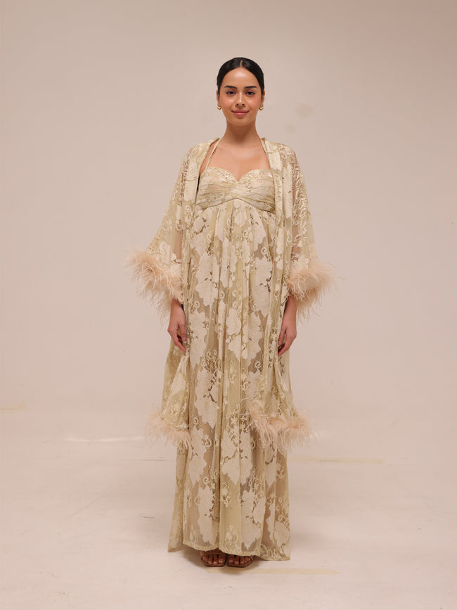 Champagne Lace Robe Gown