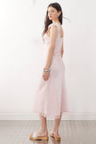 Baby Pink Lace Trim Midi Dress