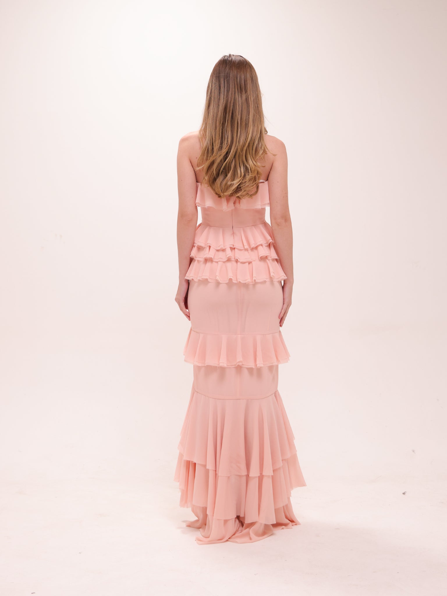 Oleksandra Ruffle Gown in Blush