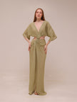Stevie Cross-Over Midi Dress - Gold