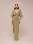 Stevie Cross-Over Midi Dress - Gold