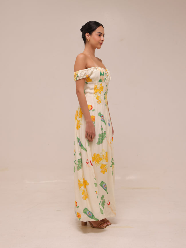Astoriya Off-Shoulder Printed Maxi Dress