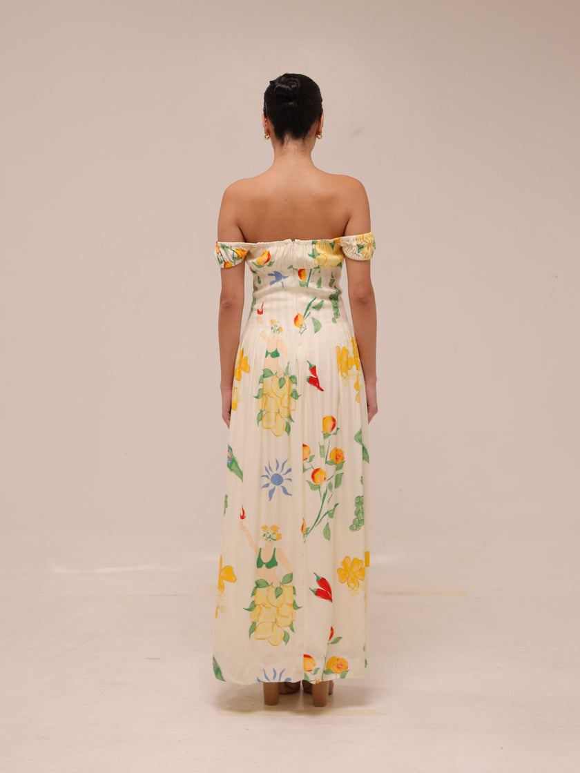Astoriya Off-Shoulder Printed Maxi Dress
