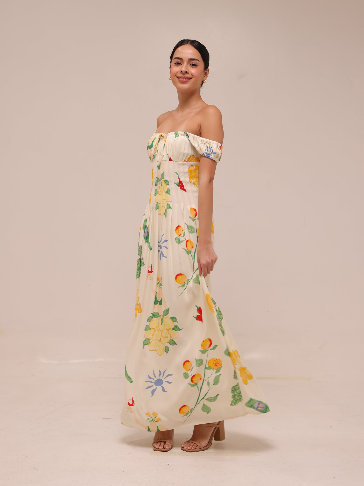 Astoriya Off-Shoulder Printed Maxi Dress