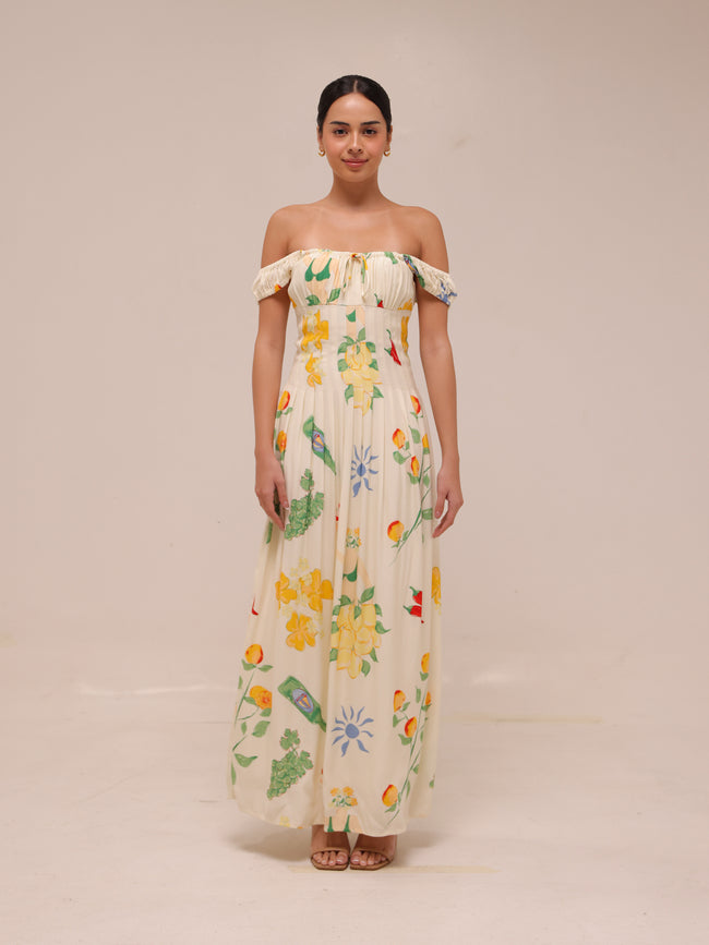 Astoriya Off-Shoulder Printed Maxi Dress