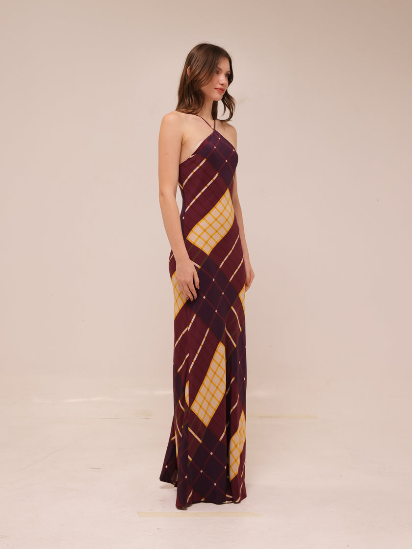 Cubism Geometric Long Halter Dress