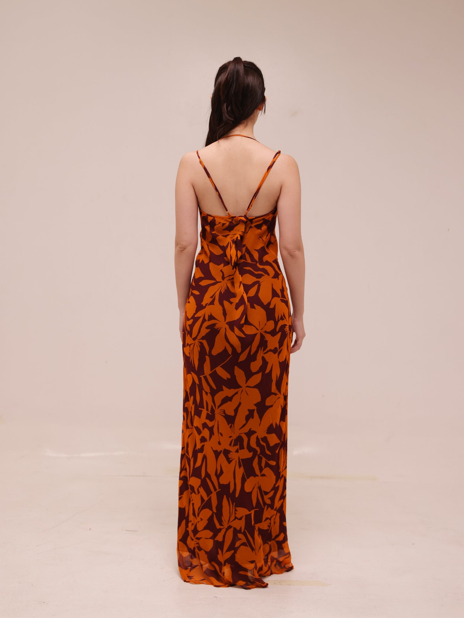 Natalina Double Strap Plunged Slip Maxi Dress