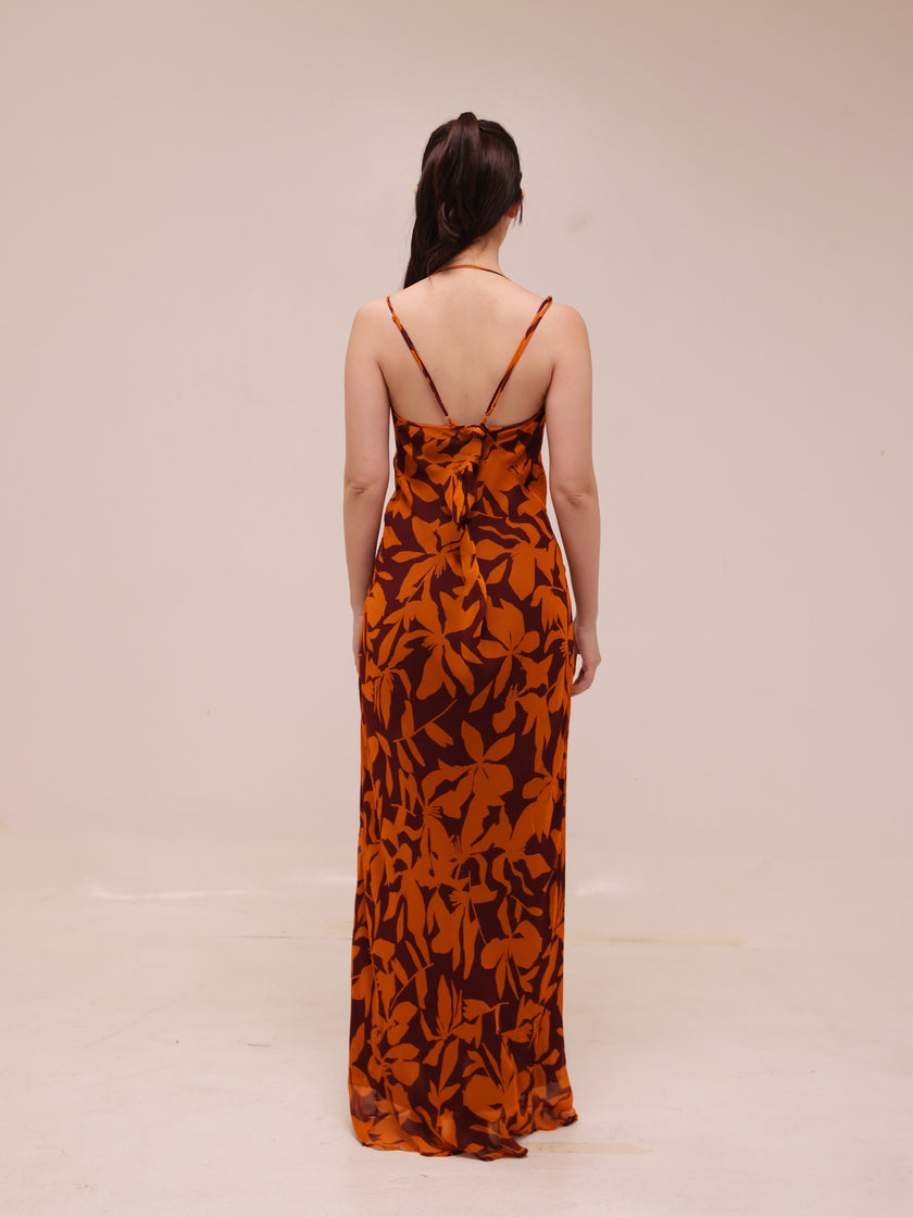 Natalina Double Strap Plunged Slip Maxi Dress