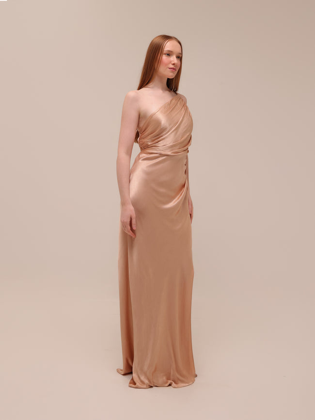 La Lune Asymmetrical Gathered Maxi Dress
