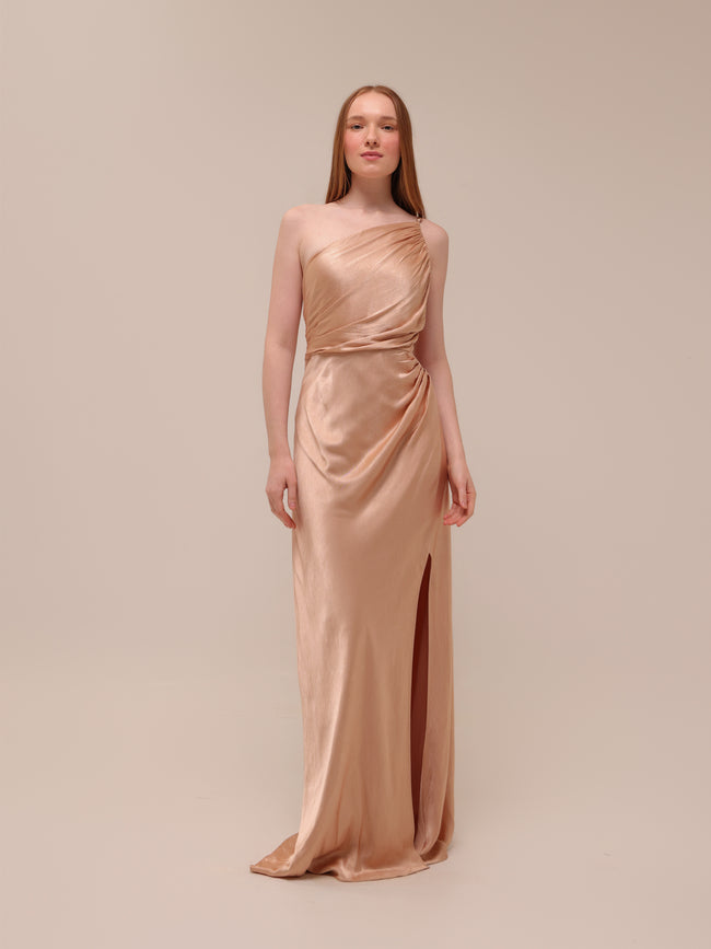 La Lune Asymmetrical Gathered Maxi Dress