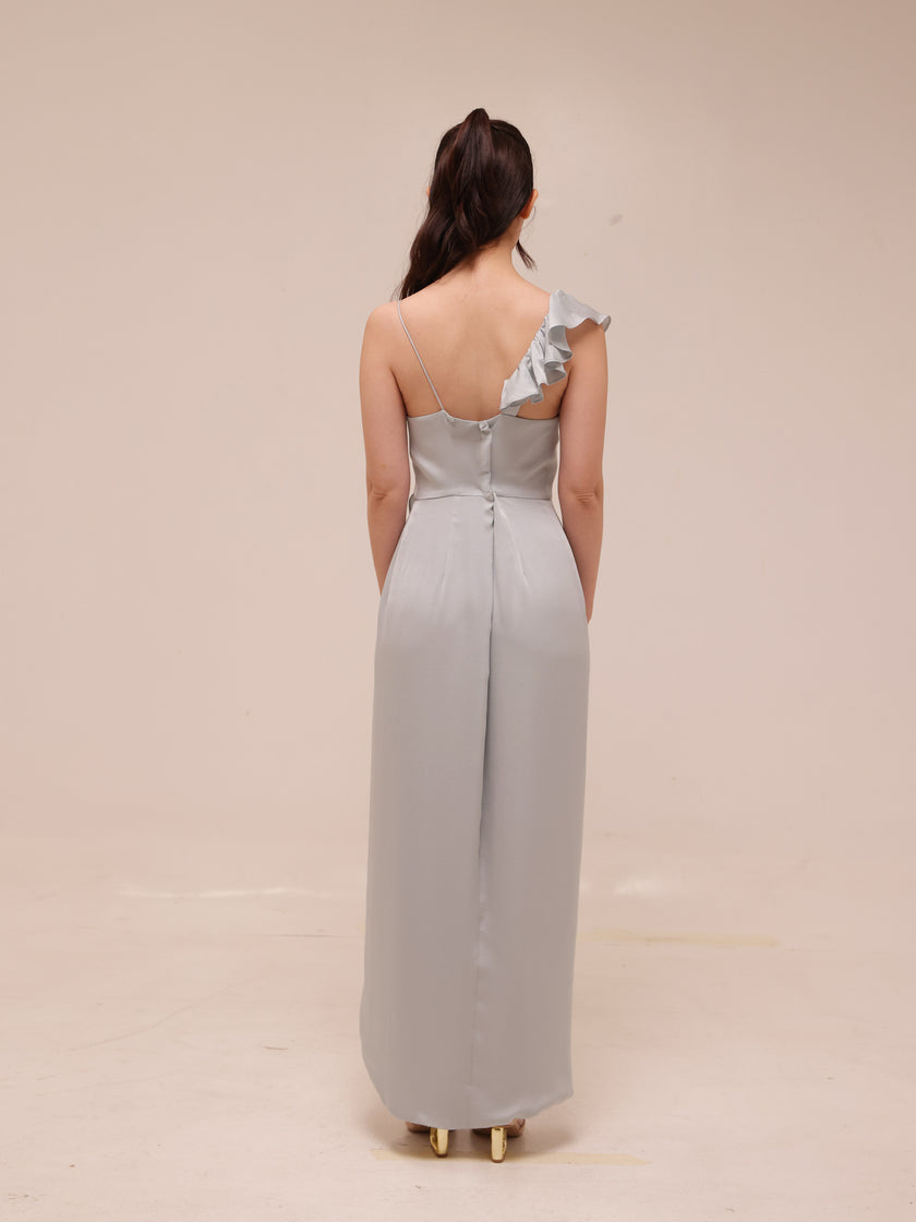 Luxe Asymmetrical Frill Draped Dress
