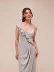 Luxe Asymmetrical Frill Draped Dress