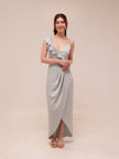Luxe Asymmetrical Frill Draped Dress