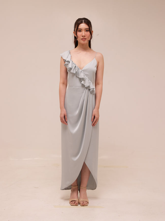 Luxe Asymmetrical Frill Draped Dress