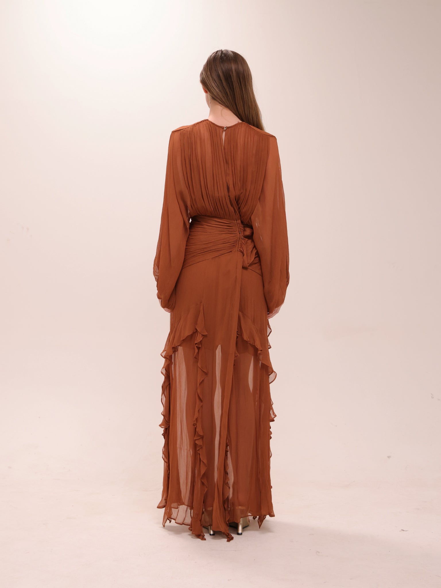 Leonie Round Neck Balloon Sleeve Maxi Dress