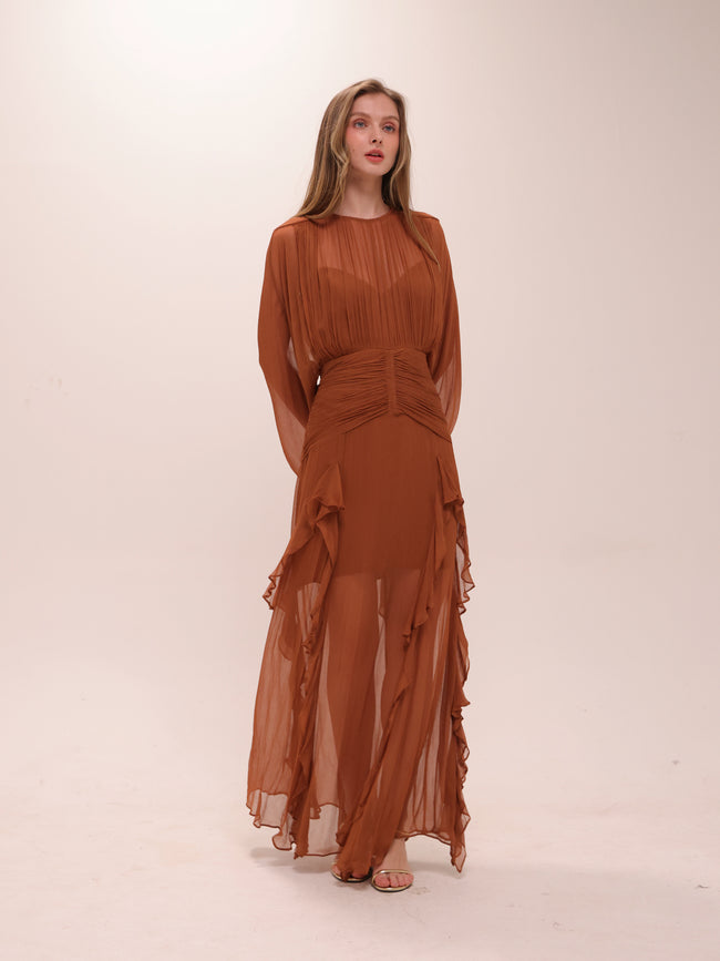Leonie Round Neck Balloon Sleeve Maxi Dress