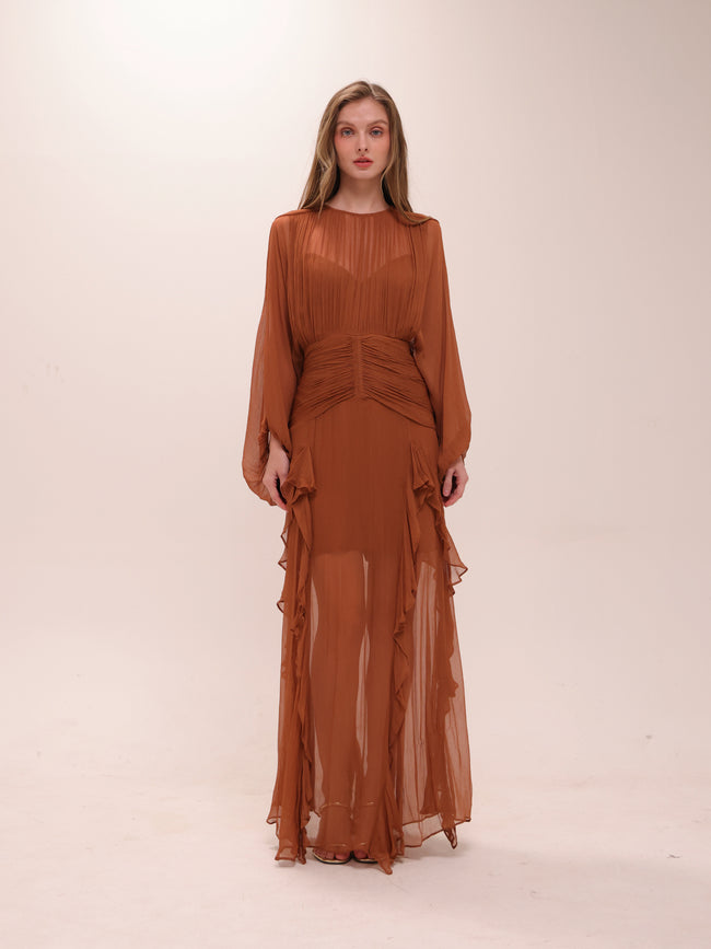 Leonie Round Neck Balloon Sleeve Maxi Dress