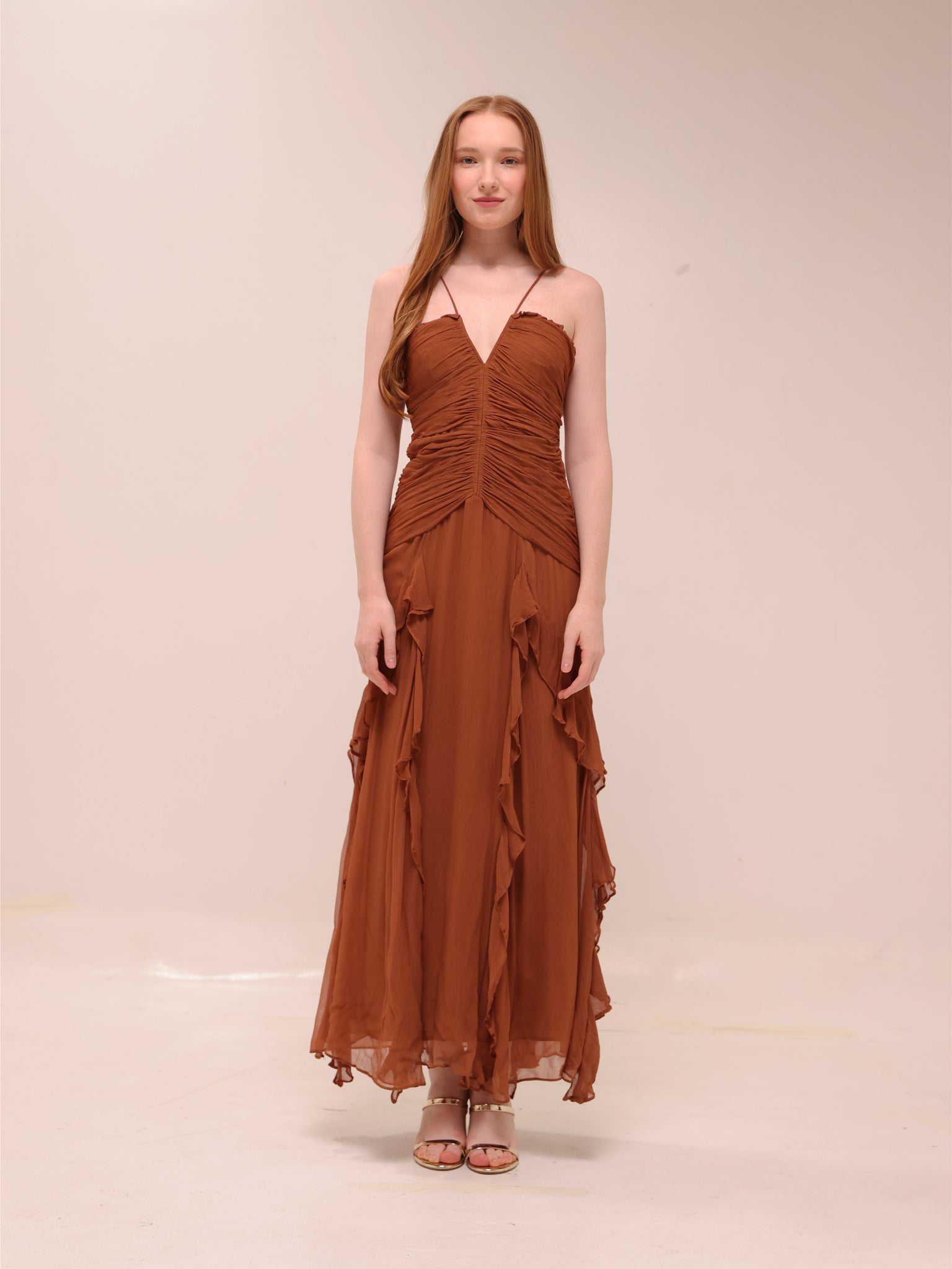 Leonie Brown Flowy Maxi Dress