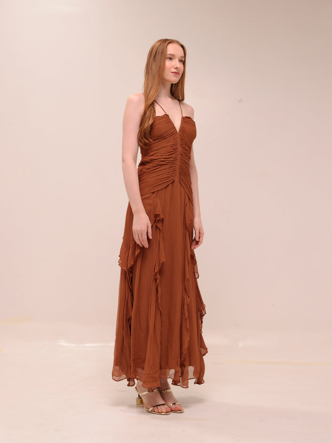 Leonie Brown Flowy Maxi Dress