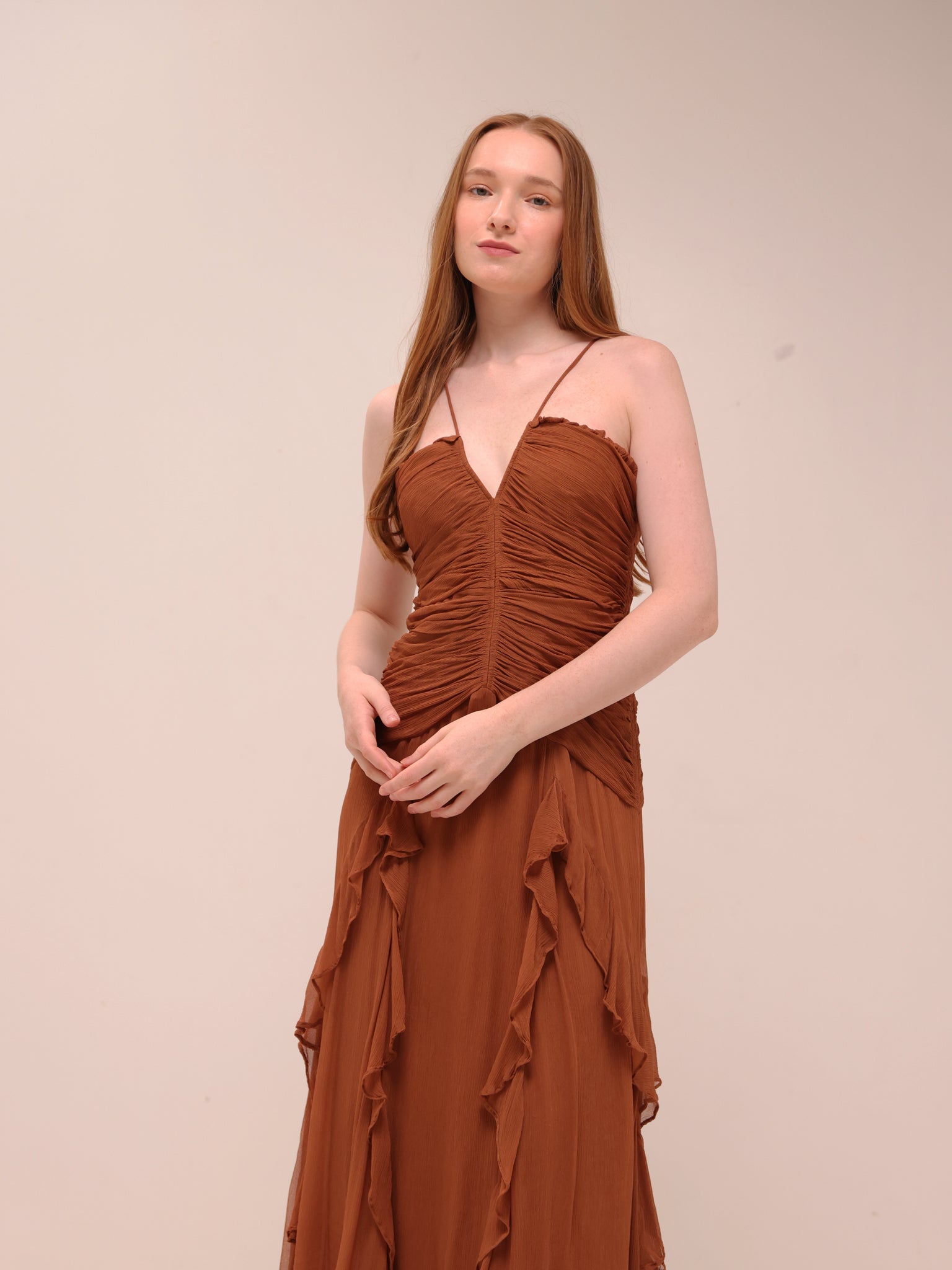 Leonie Brown Flowy Maxi Dress